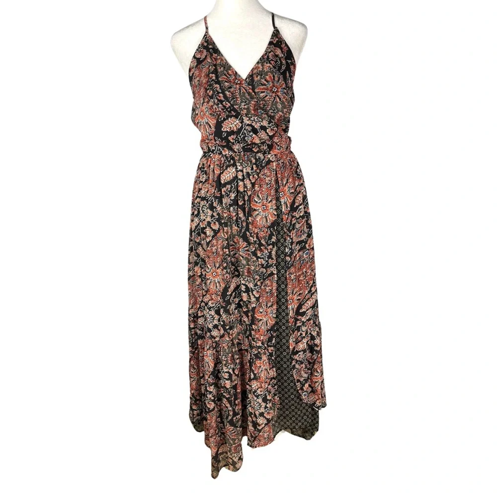 Abercrombie & Fitch Maxi Floral Boho Dress Asymmetric hem Sleeveless Size